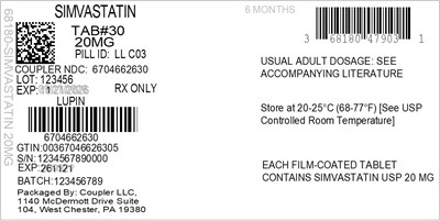 Label (68180 479 03 Simvastatin 20mg 67046 626 30)